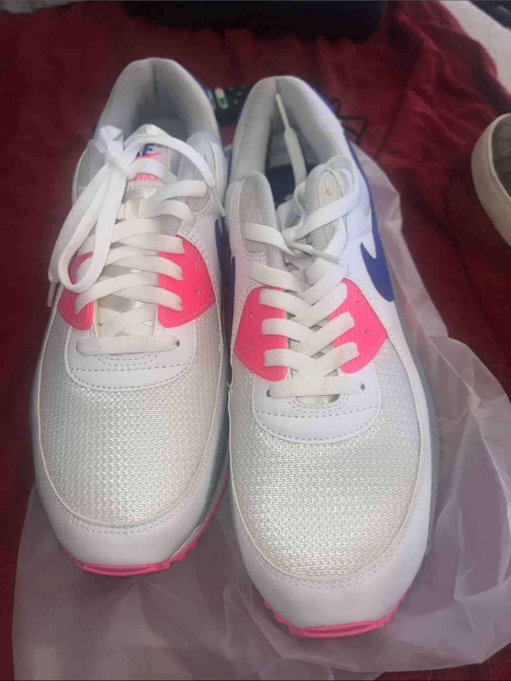 Nike Women’s Mesh Sneaker - White with Pink and Blue Details